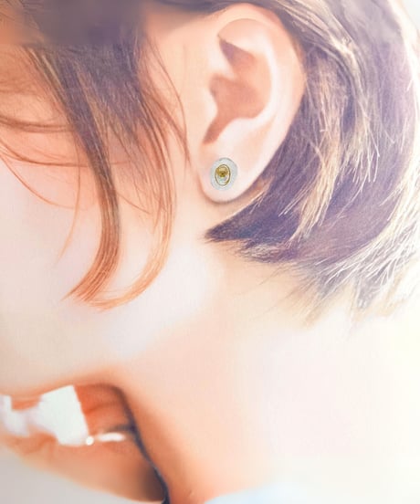 一粒シーグラス＆シェル  ワンポイントピアス　SHELOOMオリジナル