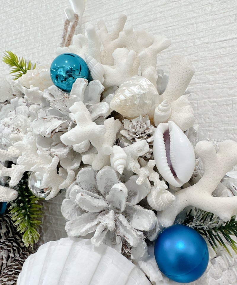 シーグラスアート 海色クリスマスリース 惜しく seablue シーグラスアート 海色クリスマスリース 惜しく seablue