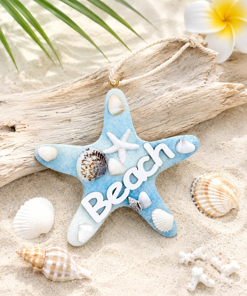 Beachロゴ×シェル ハワイアンオーナメント（ヒトデ・マンタ・ホヌ 