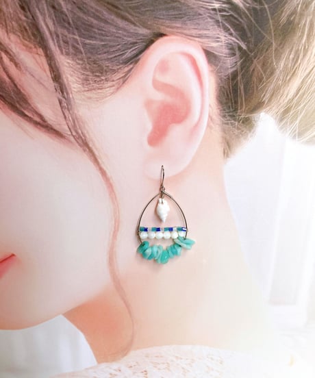一粒巻貝のドロップピアス　SHELOOMオリジナル