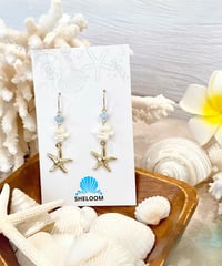 ヒトデ×白サンゴピアス　SHELOOMオリジナル