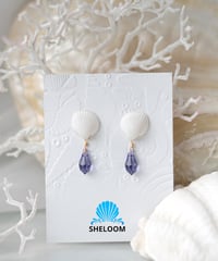 海のしずくシェルピアス / タンザナイトパープル　SHELOOMオリジナル