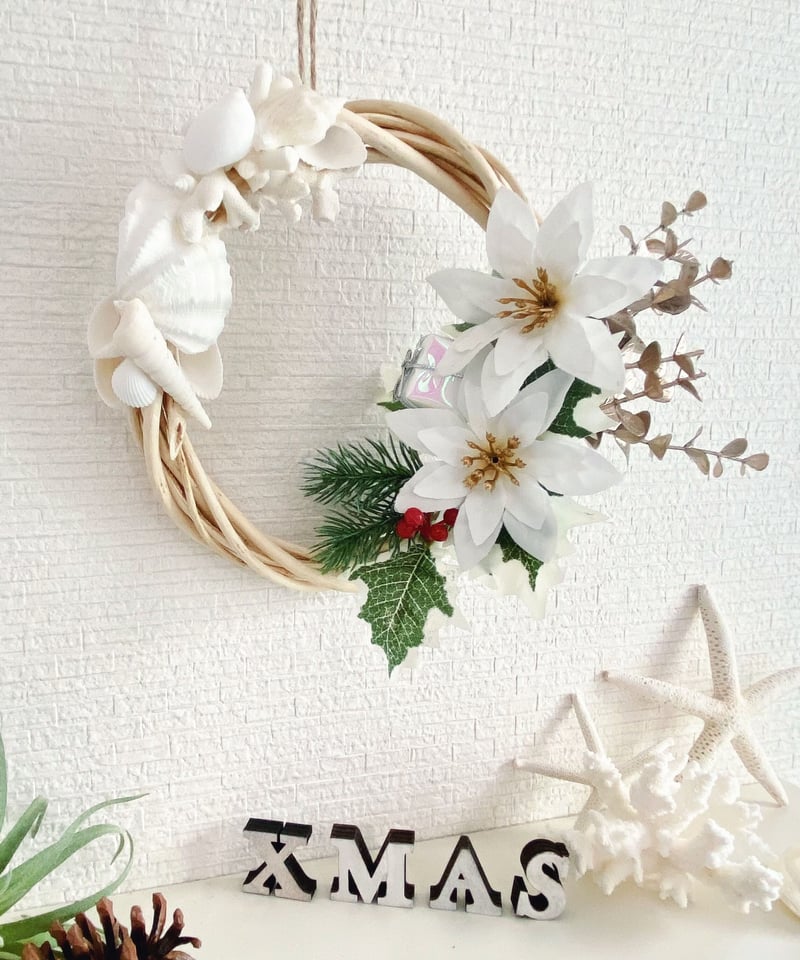 シェルミックス＆ポインセチアのクリスマスリース SHELOOM