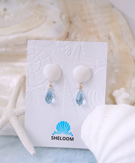 海のしずくシェルピアス / アクアブルー　SHELOOMオリジナル