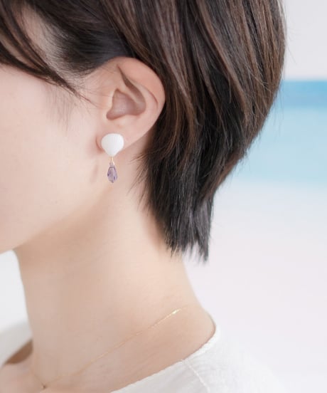 海のしずくシェルピアス / タンザナイトパープル　SHELOOMオリジナル