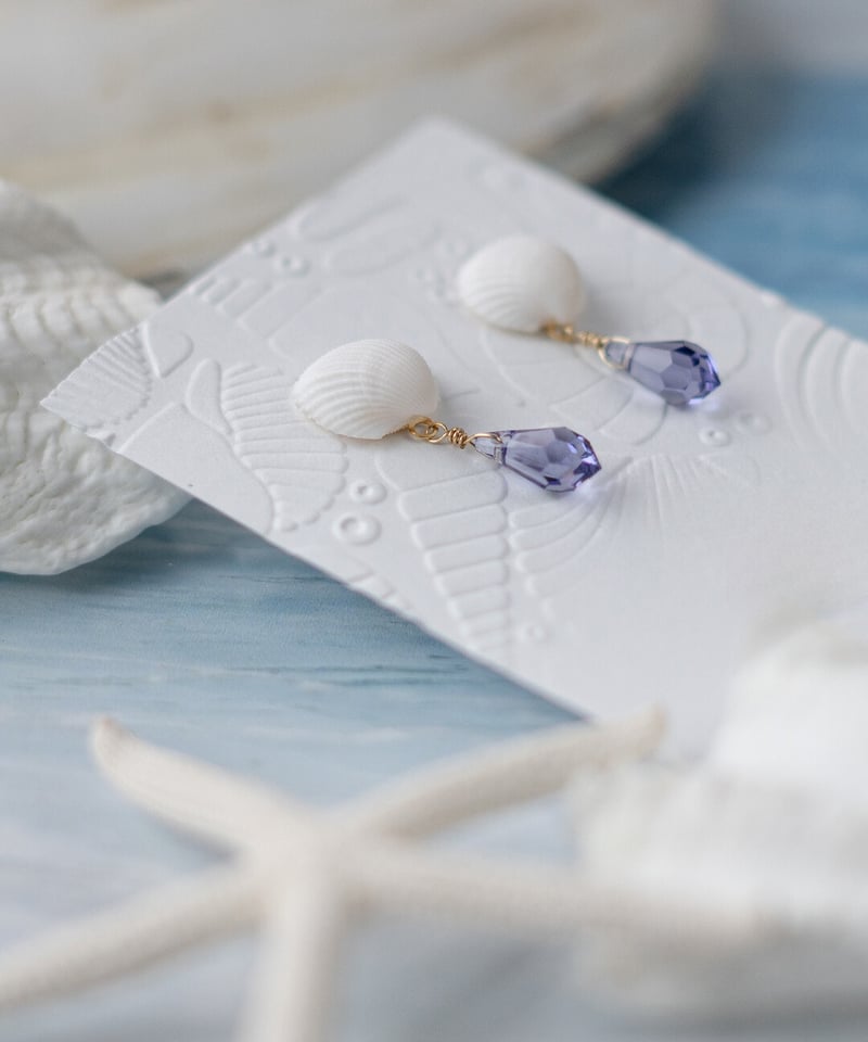 海のしずくシェルピアス / パープル SHELOOMオリジナル | SHELOOM