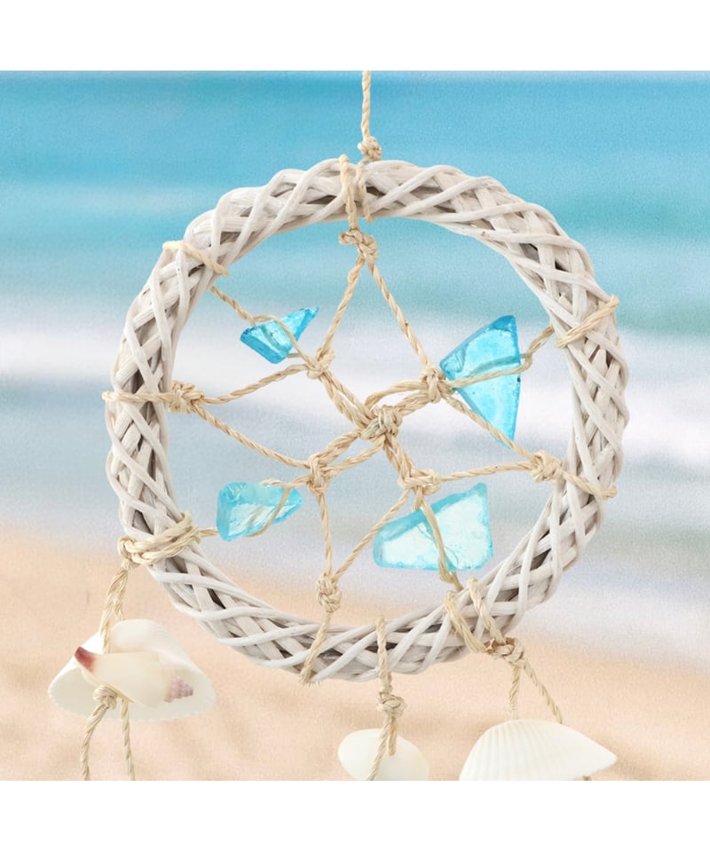 手作り シェルモビール ドリームキャッチャー 貝殻 約70cm 玄関 ドア 窓 手作り シェルモビール ドリームキャッチャー 貝殻 約70cm 玄関 ドア