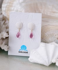 海のしずくシェルピアス / ローズピンク　SHELOOMオリジナル
