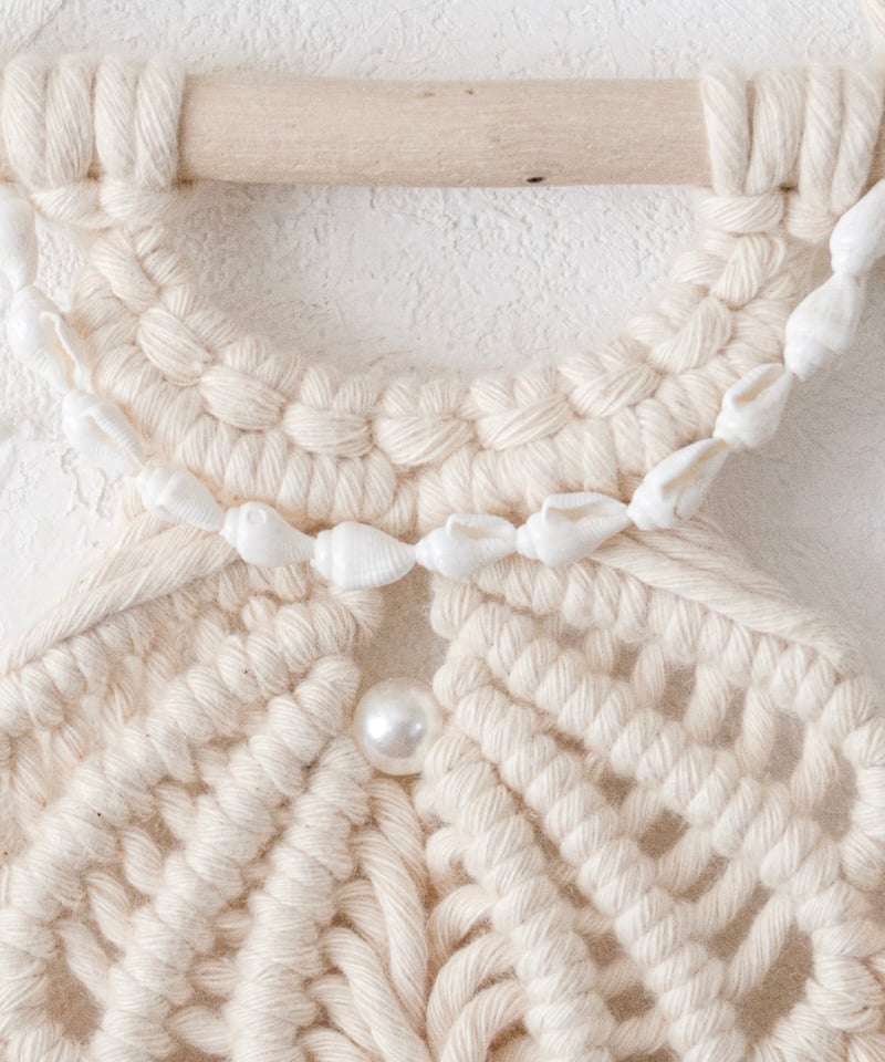シェルモチーフ＆巻貝マクラメタペストリー/ アイボリー SHELOOM