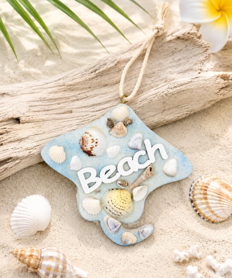 Beachロゴ×シェル ハワイアンオーナメント（ヒトデ・マンタ・ホヌ）