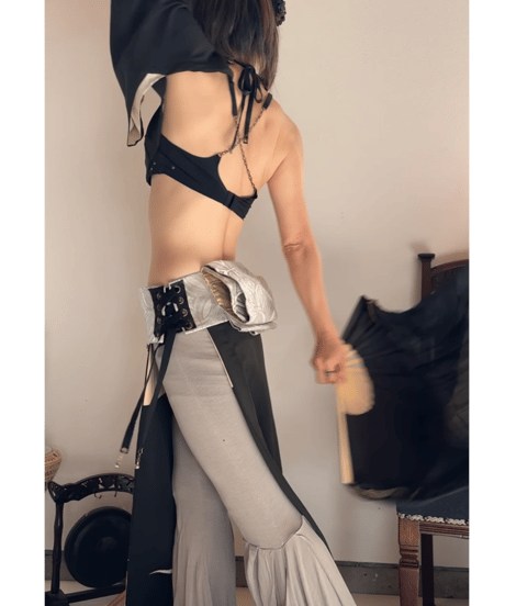 ■ベリーダンス和衣装 ３点セット_ black × silver