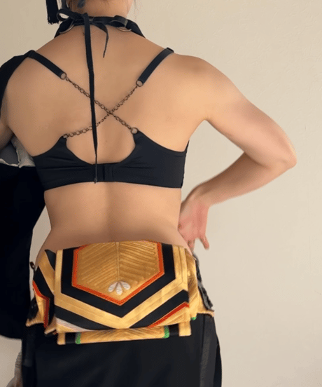 ■ベリーダンス和衣装 ３点セット_ black × bronze gold
