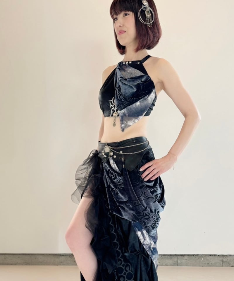 sold out】□ベリーダンス衣装 3点セット_ black×silver | rooi