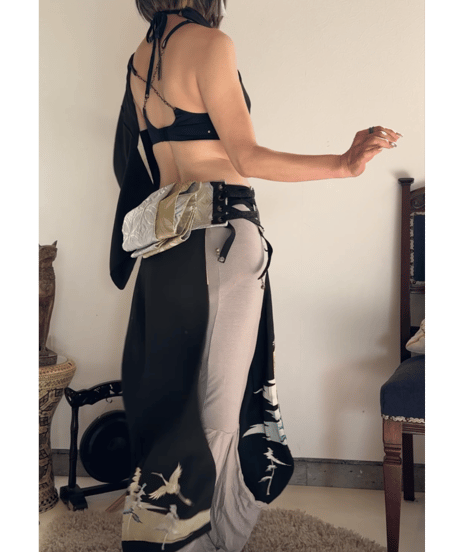■ベリーダンス和衣装 ３点セット_ black × silver