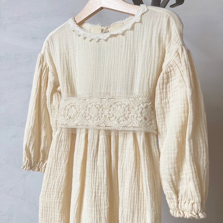 ＜モスリン＞パフスリーブぬくもりワンピース