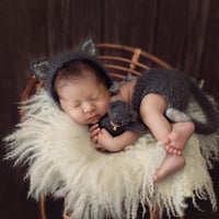 ちびネコ【minou】ミヌ　ボンネット＋しっぽのパンツ・トイ　ニューボーンサイズ