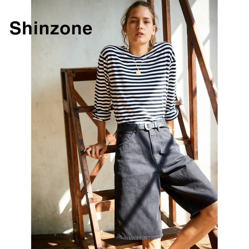 ち*む様 SHINZONE マリンボーダーカットソー　1番人気　ブラック　新品未 THE SHINZONE ザ シンゾーン マリンボーダーtee/19SMSCU93 | here.
