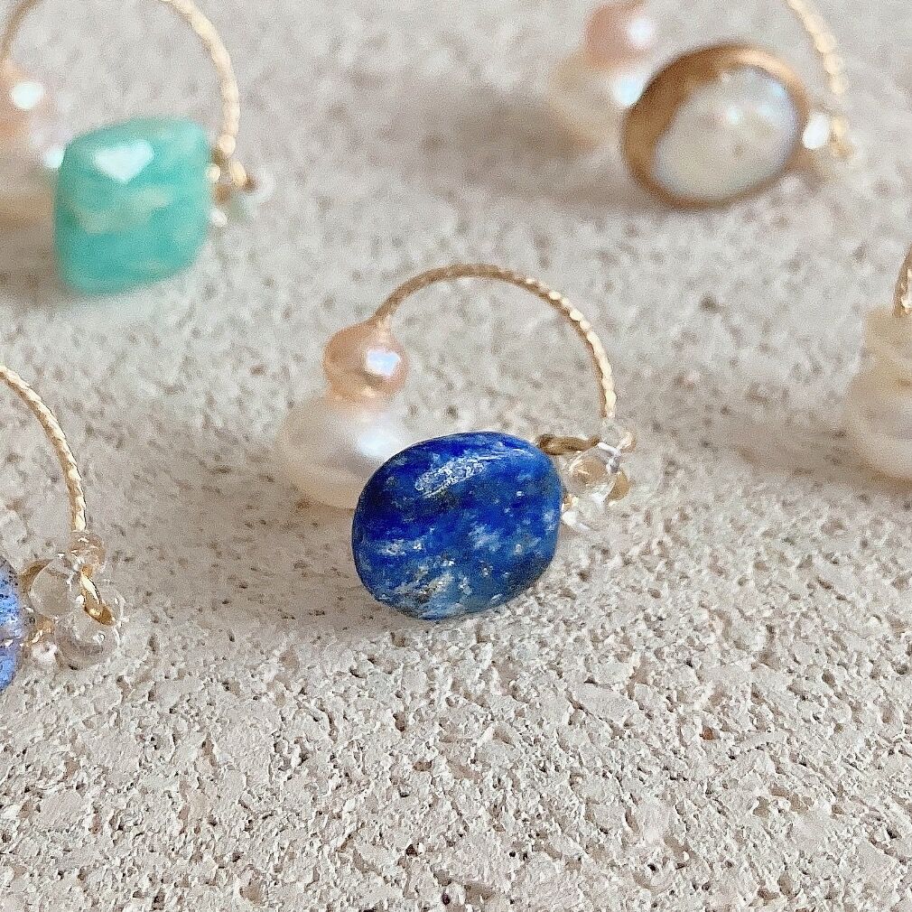 K14GF天然石イヤーカフ CROSSラピスラズリ | mino