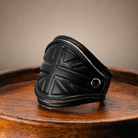 Leather Signet Ring ”UNION JACK” BLACK