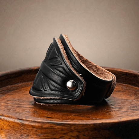 Leather Signet Ring ”UNION JACK” BLACK