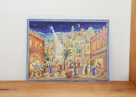 【宅配便発送品】アドベントカレンダーNo.37「かがやく星の街」(37cm×27cm)