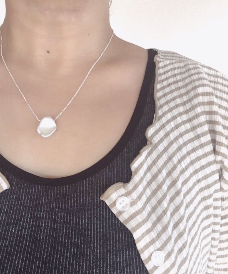シルバー925】大粒ケシパールのシルバーネックレス | milimili Ami