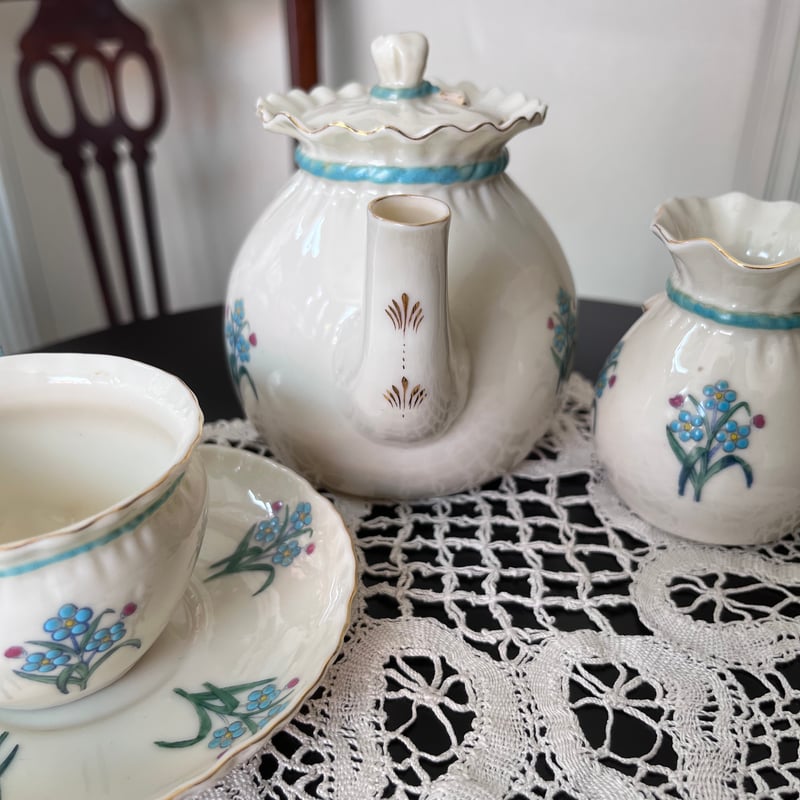 ○po-95/W.H.Goss 忘れな草のティーセット ティーポット＆カップ