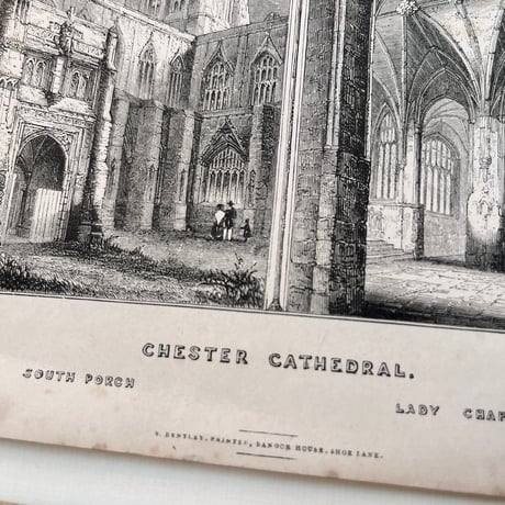 ●ｒ-31/ 19世紀半ばアンティークプリント 「CHESTER CATHEDRAL チェスター大聖堂」