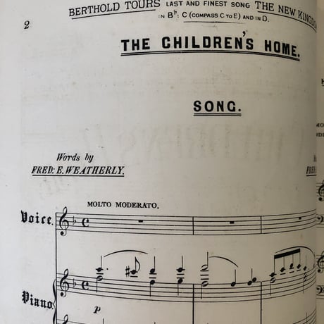 ●r-25/アンティークの大判の楽譜「THE CHILDREN'S HOME SONG」
