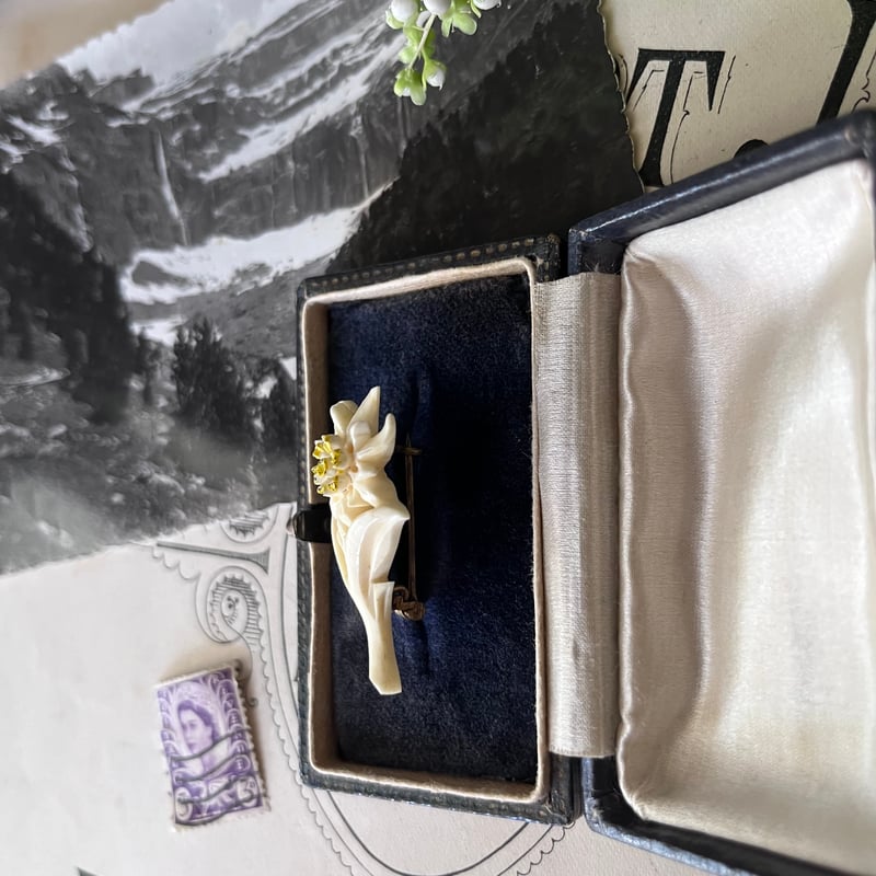 ○ab-396/手彫りのエーデルワイスのブローチ | PISKEY -イギリス