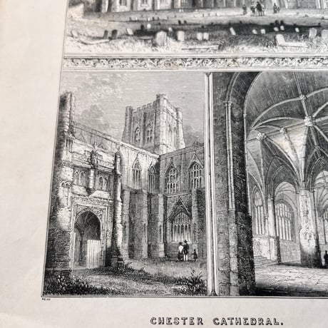 ●ｒ-31/ 19世紀半ばアンティークプリント 「CHESTER CATHEDRAL チェスター大聖堂」