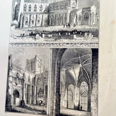 ●ｒ-31/ 19世紀半ばアンティークプリント 「CHESTER CATHEDRAL チェスター大聖堂」