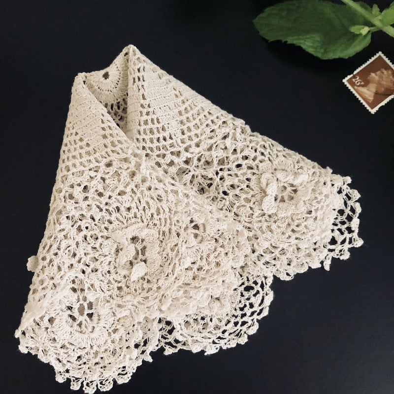 アンティーク アイリッシュリネン クロシェ編み花モチーフ ドイリー タティング風 パリのクロッシェレースドイリー」に誘われて | AYA Lace