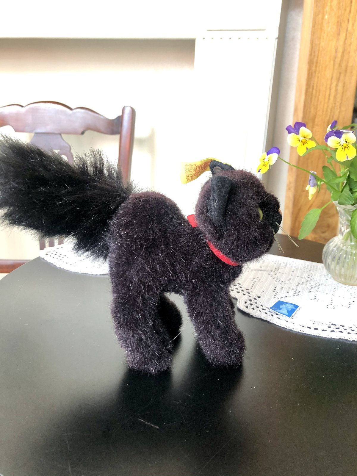 アンティーク　シュタイフ　トムキャット　黒猫 アンティークシュタイフ 黒猫 トムキャット Black Tom Cat 14cm