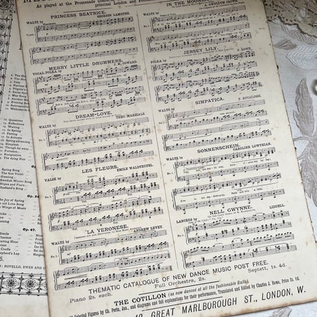 ●r-48/1880年代 手彩色/大判の楽譜「SEE-SAW WALTZ」