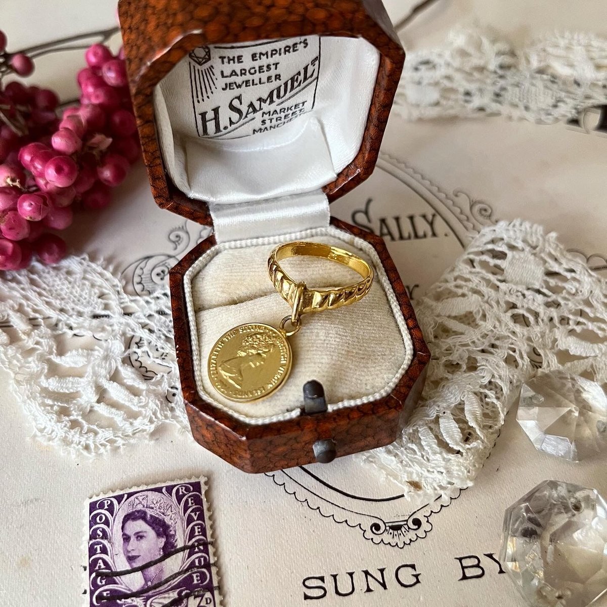 シルバー925 Silver エリザベス女王コインリング/軽研磨仕上げ/17号 コインリングエリザベス女王