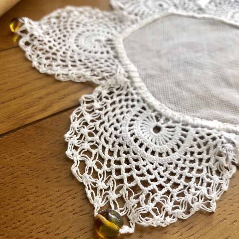 ○l-12/ライトブラウンのガラスビーズのジャグカバー/ドイリー