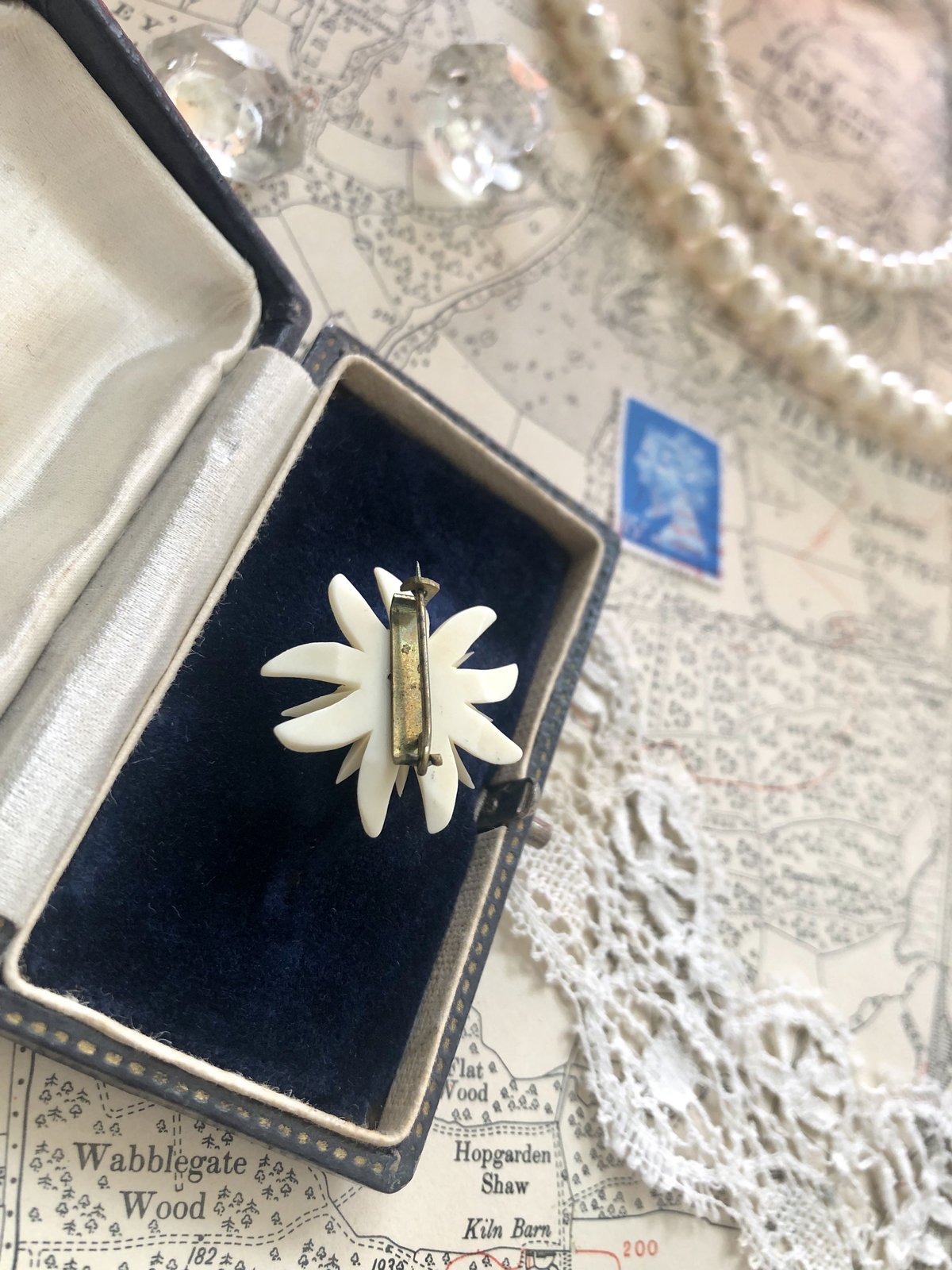 希少　アンティーク　ボーンアート　手彫りブローチk 希少アンティークボーンアート手彫りブローチk