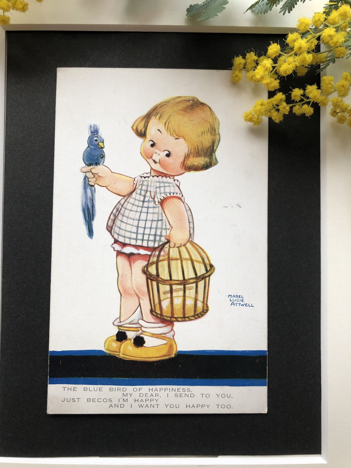 ○s-56/Lucie Attwell 1926年 青い鳥と女の子のポストカード | PIS