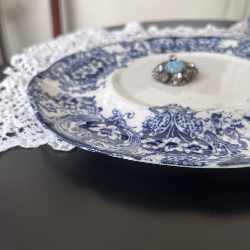 ○po-96/ヴィクトリアン フローブルー オーバル型ティーポットスタンド