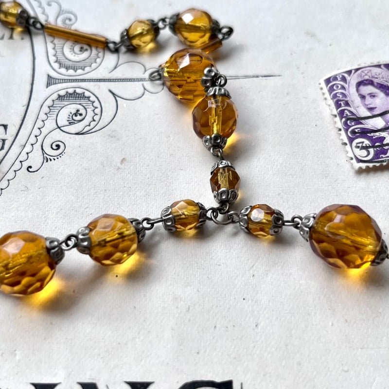 uk antique 1930 英国 アールデコ クリア ガラス ネックレス uk antique 1930 英国 アールデコ クリア ガラス ネックレス
