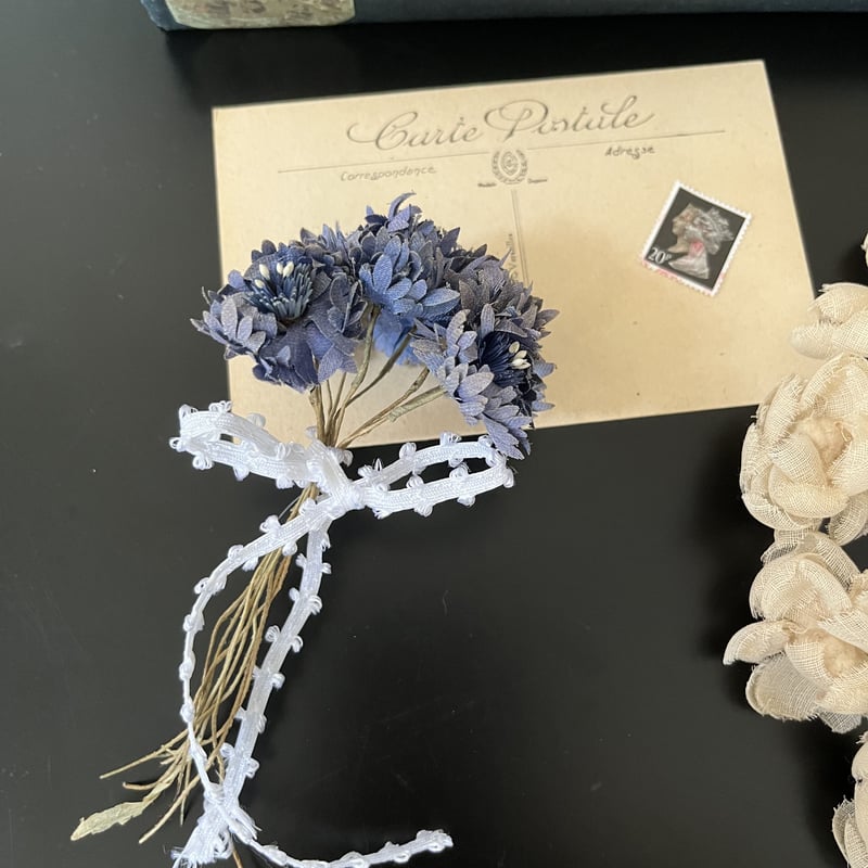 ○ab-165/イギリスの手仕事 矢車草のような布花のブーケ 9輪 | PISKEY