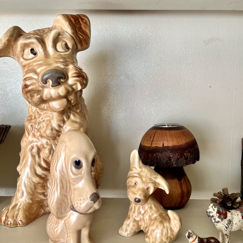 イギリスアンティーク シルバック SILVAC 陶器 犬置き物 プードル ○ps-15/SylvaC シルバック社 見返りワンコ | PISKEY -イギリス