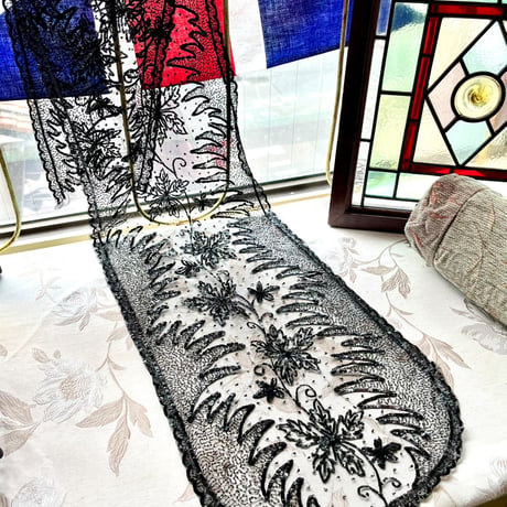 ●l-115/チュールレース＆スパングル ロングレース137cm