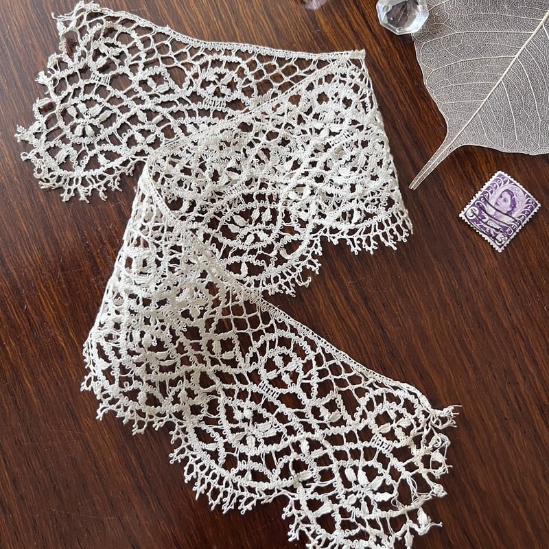 ○l-87/幅広 手編みのベッドフォードシャーレース 36cm | PISKEY