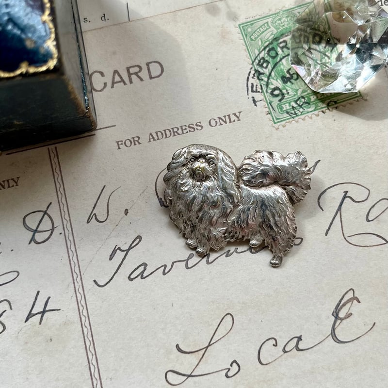 ○ab-453/シルバープレート製 ペキニーズのブローチ | PISKEY