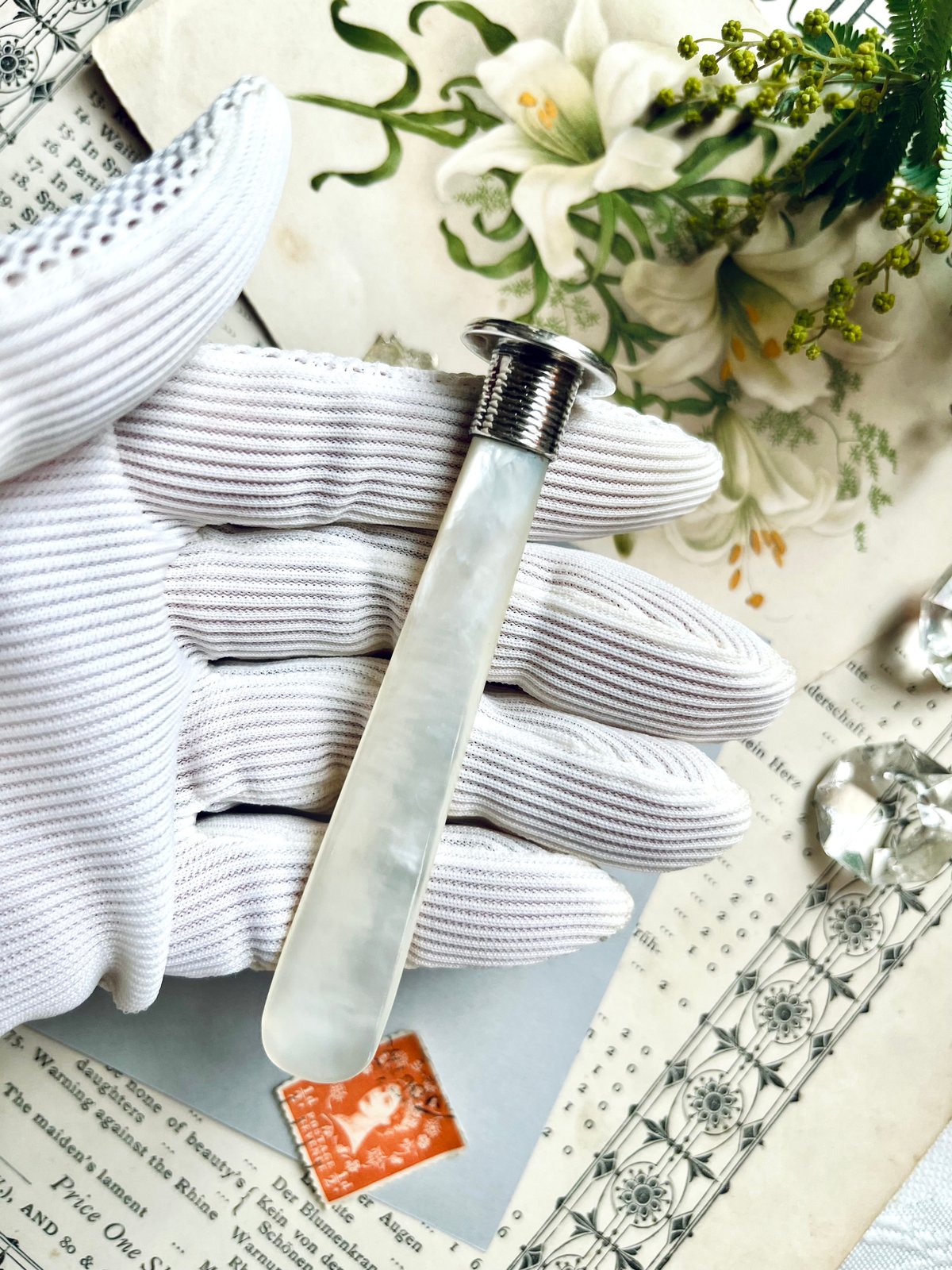 ○o-151/マザーオプパール&シルバー製 シーリングスタンプ モノグラム