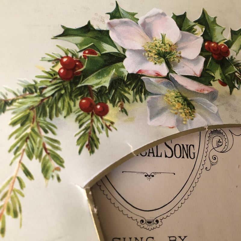 ○pg-18/ヴィクトリアン クリスマスローズと柊 銅板プリントのフォト