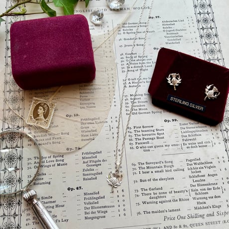 ●ab-466/Box付 シルバー製シスルのピアス&ネックレスのセット