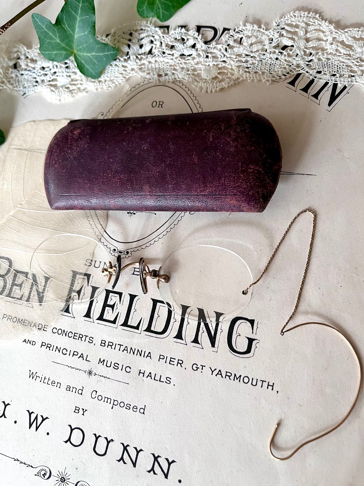 アンティーク　フィンチメガネ　鼻眼鏡　ケース付き cozyvintage_230512i7-eygls